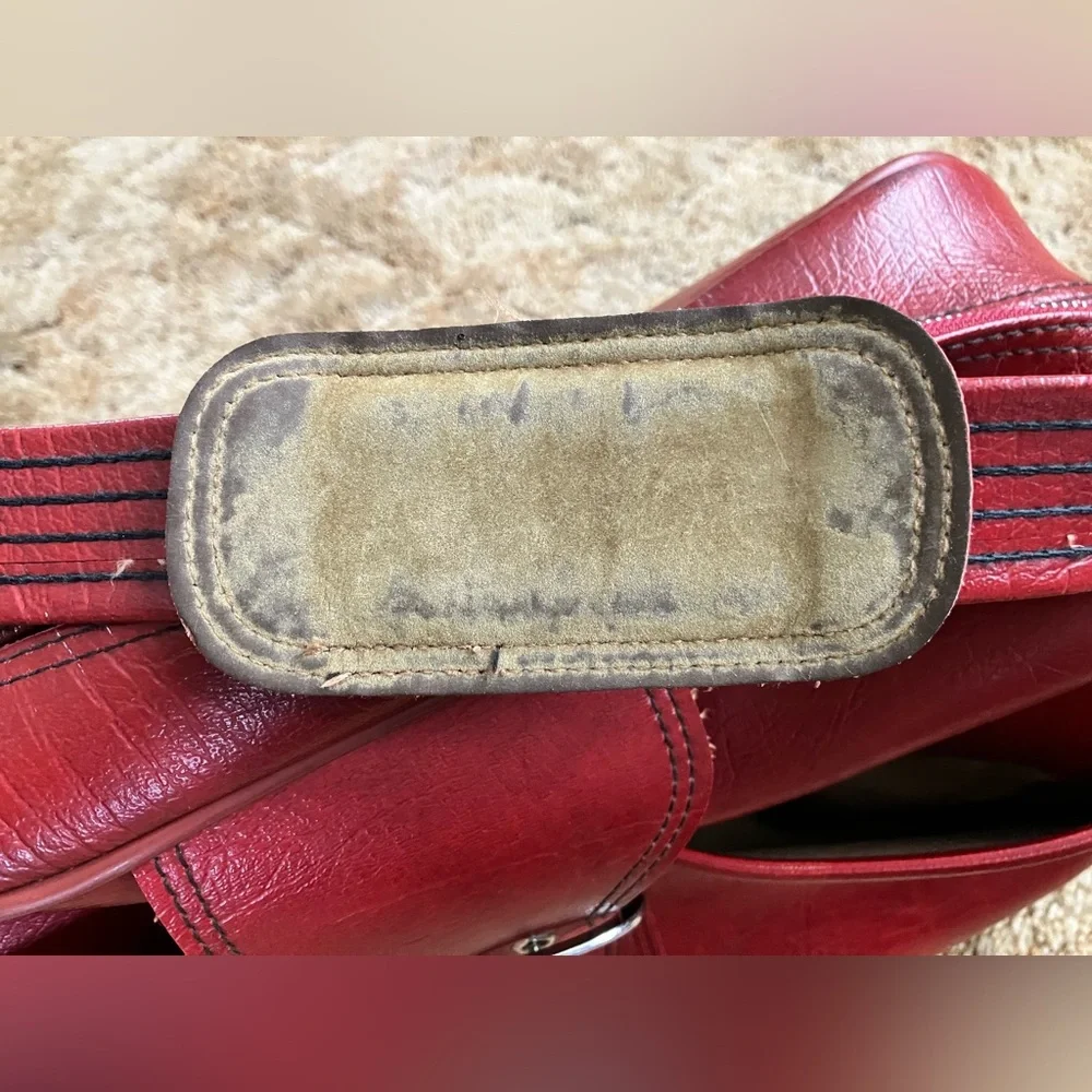 Sears Vintage Travel Bag, Burgundy Leather, YKK Zippers, 44” Adj. Strap